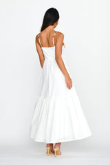 Vestido midi de corte A con apliques florales Rose Garden blanco