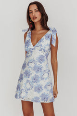 Mini Vestido Ombro a Ombro Mykonos Morning Azul