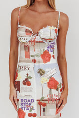 Vestido longo transpassado Fortune Bust com estampa de cereja