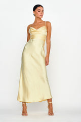 Vestido Starling Role Cowl com Laço na Cintura Manteiga