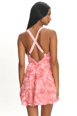 Minivestido Lavalle cruzado adornado rosa