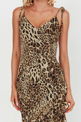 Maxivestido "Día de Ensueño" con Volantes y Estampado de Leopardo