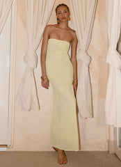 Maxivestido palabra de honor con abalorios florales Sassafras - Amarillo