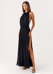 Vestido largo halter Solena - Negro