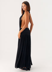 Vestido largo halter Solena - Negro