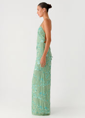 Vestido largo con camisola de lentejuelas Vietta - Menta