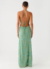 Vestido largo con camisola de lentejuelas Vietta - Menta