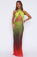 Vestido maxi halter You Give Me Fever Horizon Ombre