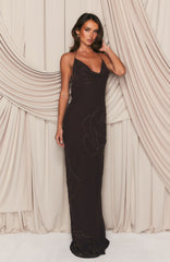 Maxivestido con abalorios Flirt And Flutter Chocolate