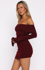 Vestido Curto de Tricô Parental Guidance Borgonha
