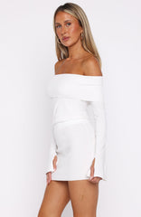 Minivestido de punto blanco "Parental Guidance"