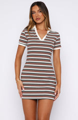 Minivestido Say It Out Loud a Rayas Chocolate/Gris
