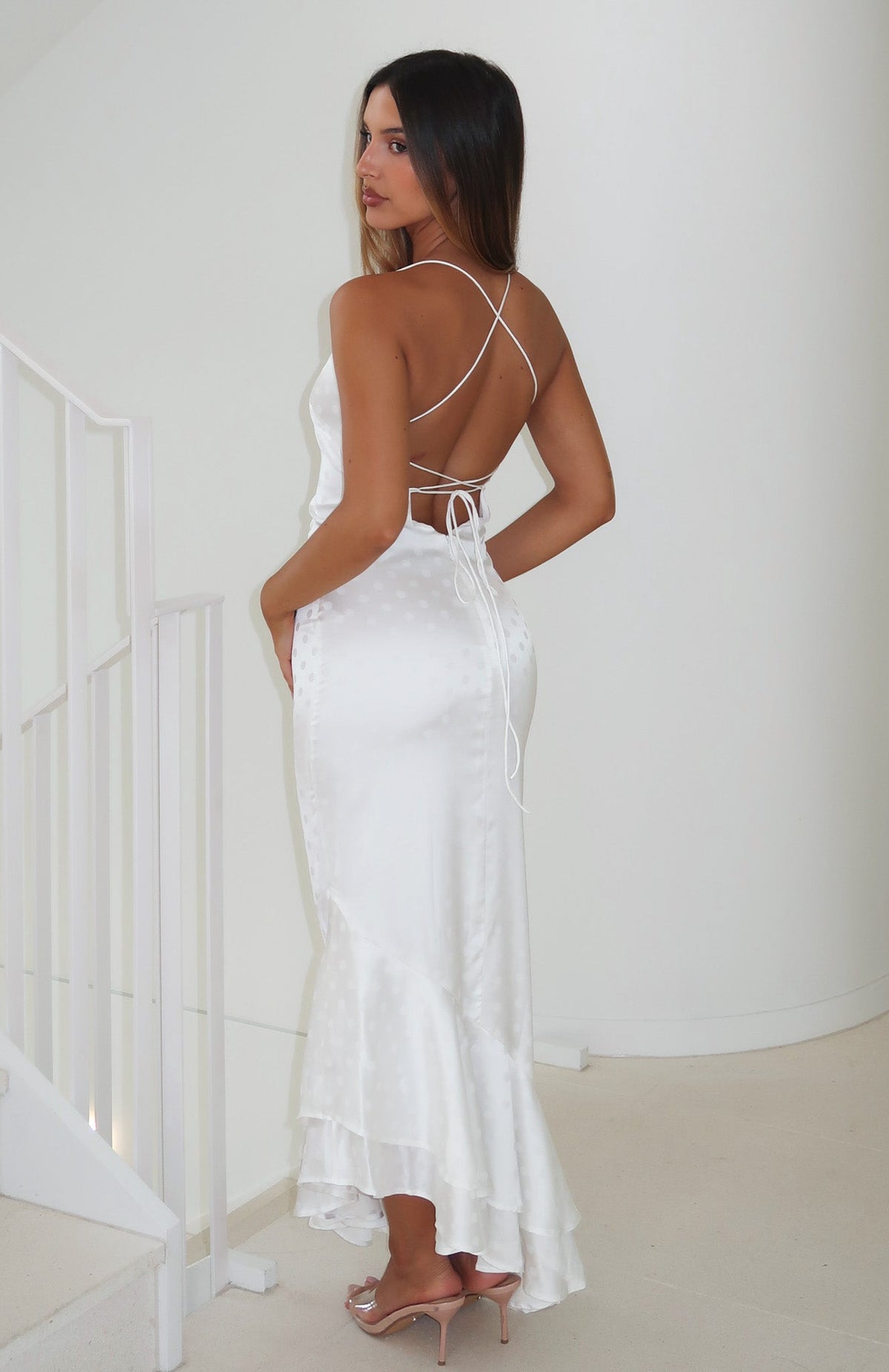 Vestido largo Starlit Skies color blanco roto