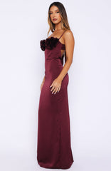 Maxivestido Sweet Petal color Borgoña