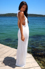Vestido Maxi de Malha Tropic Waters Branco